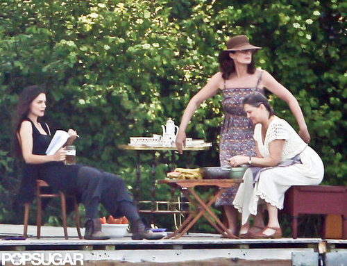 Katie Holmes ran a scene with her costars in Connecticut.
Katie Holmes ran a scene with her costars in Connecticut.