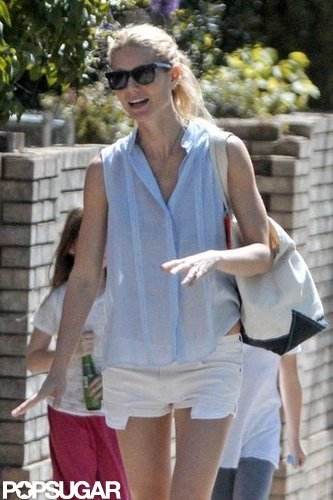 Gwyneth Paltrow took a walk wearing short white shorts in London.
Gwyneth Paltrow took a walk wearing short white shorts in London.