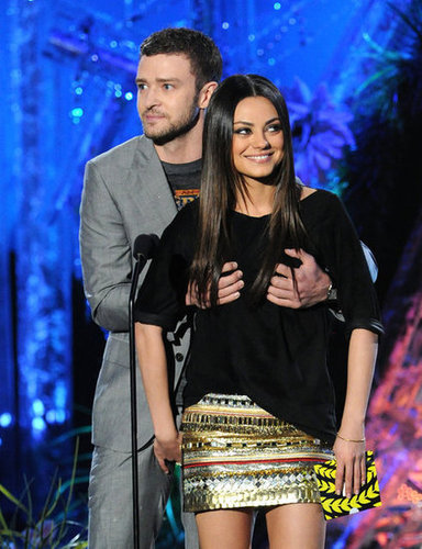 Justin Timberlake joked with Mila Kunis on stage at the 2011 awards.
Justin Timberlake joked with Mila Kunis on stage at the 2011 awards.