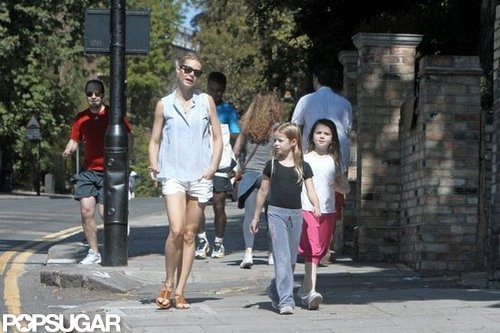 Gwyneth Paltrow strolled about with Apple in London.
Gwyneth Paltrow strolled about with Apple in London.