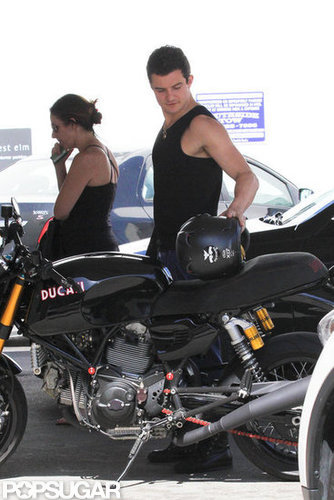 Orlando Bloom checked out his Ducati.
Orlando Bloom checked out his Ducati.