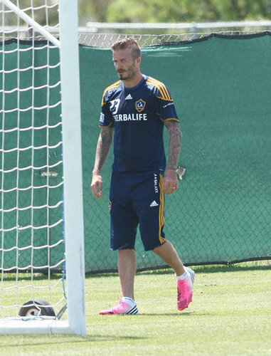 David Beckham With Mustache at LA Galaxy Practice Pictures