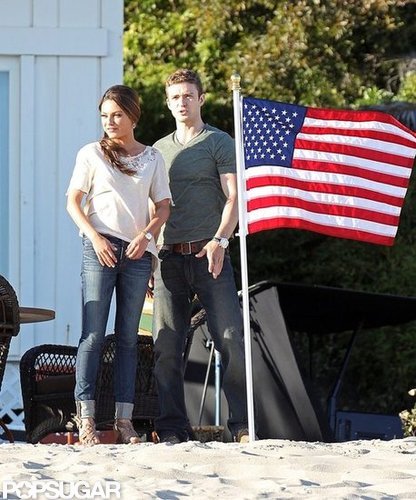 Justin Timberlake and Mila Kunis shared the LA set of Friends With Benefits with an American flag in August 2010.
Justin Timberlake and Mila Kunis shared the LA set of Friends With Benefits with an American flag in August 2010.