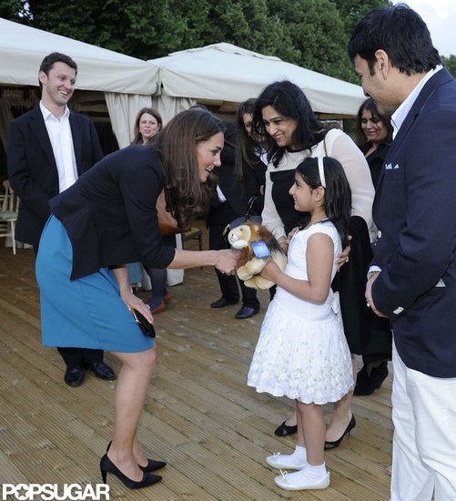 Kate Middleton wore a blue Zara dress. Kate Middleton wore a blue Zara dress.