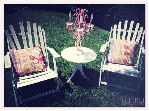 To utilize the space in our yard, we set up little lounge areas. All the pieces you see are from our store InvenTORI, even the pillows! So chic!
To utilize the space in our yard, we set up little lounge areas. All the pieces you see are from our store InvenTORI, even the pillows! So chic!