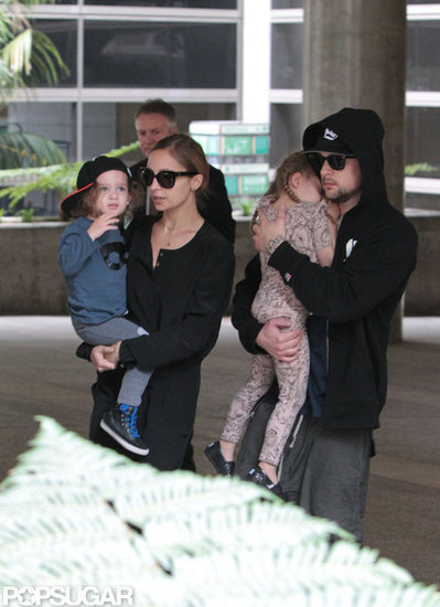 Nicole Richie and Joel Madden held on tight to Sparrow Madden and Harlow Madden as they walked through LAX.
Nicole Richie and Joel Madden held on tight to Sparrow Madden and Harlow Madden as they walked through LAX.