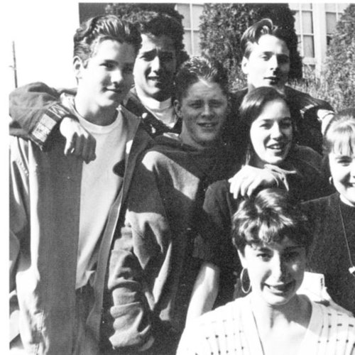 Ryan Reynolds, at left, showed off his '90s style in a candid with his high school friends.
Ryan Reynolds, at left, showed off his '90s style in a candid with his high school friends.