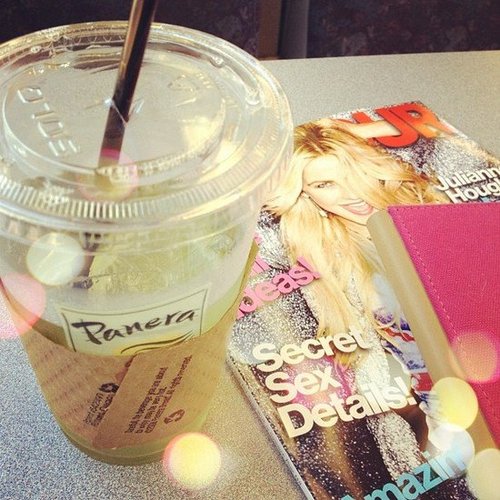 My train ride companions include iced green tea, a magazine, and my Kindle.
My train ride companions include iced green tea, a magazine, and my Kindle.