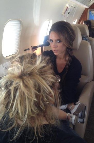 Victoria Beckham got her hair and makeup done mid-flight.
Victoria Beckham got her hair and makeup done mid-flight.