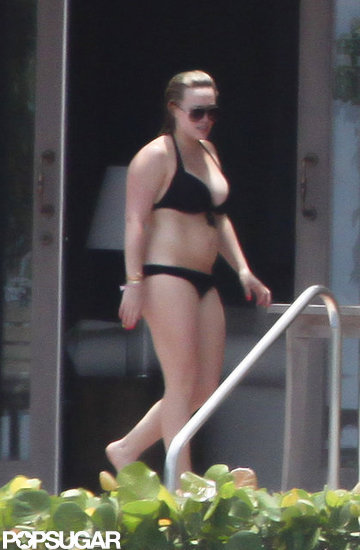Hilary Duff wore a black bikini on vacation in Mexico. Hilary Duff wore a black bikini on vacation in Mexico.