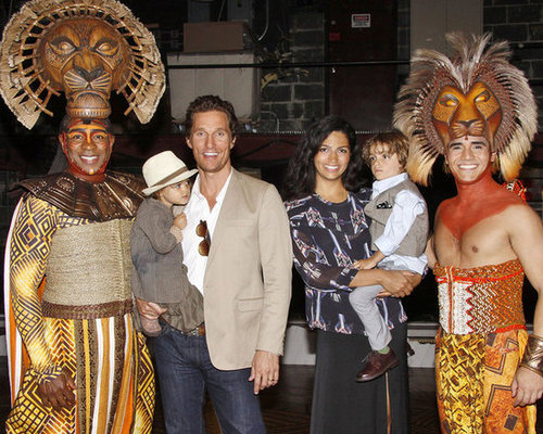 It was a sweet family outing for Matthew McConaughey, Levi McConaughey, Vida McConaughey, and Camila Alves McConaughey, watching The Lion King on Broadway in June 2012.
Photos courtesy Joe Marzullo/Disney
It was a sweet family outing for Matthew McConaughey, Levi McConaughey, Vida McConaughey, and Camila Alves McConaughey, watching The Lion King on Broadway in June 2012.
Photos courtesy Joe Marzullo/Disney