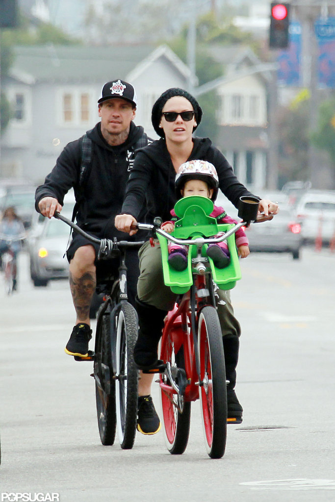 Pink and Carey Hart took their daughter on a bike ride. Pink and Carey Hart took their daughter on a bike ride.