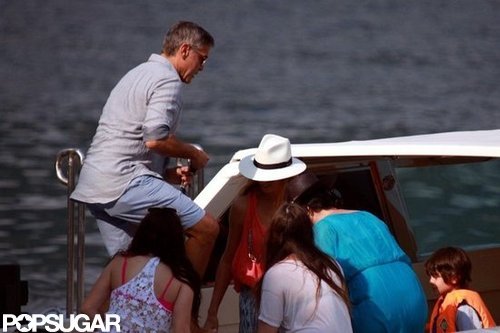 George Clooney and Stacy Keibler Get Back to Boating in Lake Como George Clooney and Stacy Keibler Get Back to Boating in Lake Como
