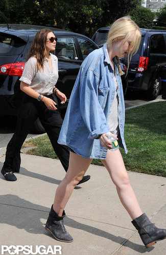 Dakota Fanning and Elizabeth Olsen arrived on the set of Very Good Girls in NYC.
Dakota Fanning and Elizabeth Olsen arrived on the set of Very Good Girls in NYC.