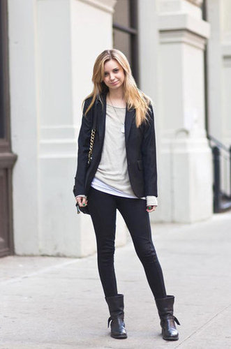 Rework your basics with edgier accents, like a great pair of biker boots.
Photo courtesy of Adam Katz Sinding
Rework your basics with edgier accents, like a great pair of biker boots.
Photo courtesy of Adam Katz Sinding