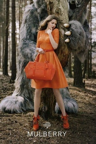 Lindsey Wixson plays opposite the "wild things" in Mulberry's Fall 2012 campaign.
Lindsey Wixson plays opposite the "wild things" in Mulberry's Fall 2012 campaign.