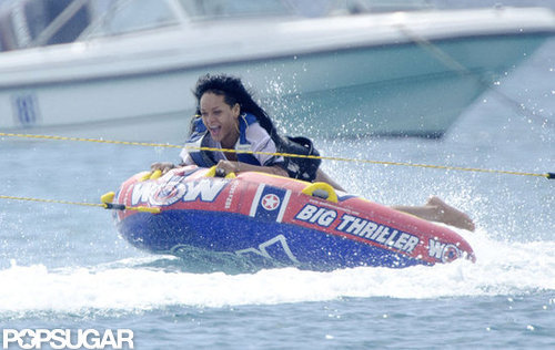 Rihanna went inner tubing.
Rihanna went inner tubing.