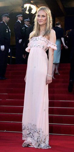 Diane went for bohemian goddess in this light-pink off-the-shoulder Roberto Cavalli number at the 2005 Cannes Film Festival.
Diane went for bohemian goddess in this light-pink off-the-shoulder Roberto Cavalli number at the 2005 Cannes Film Festival.