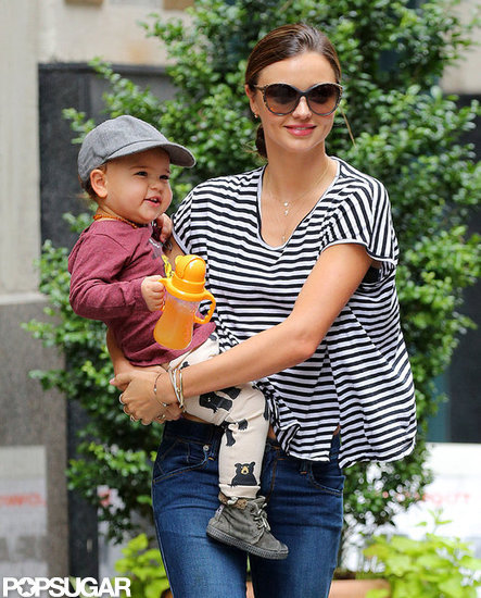 Miranda Kerr Hits the Streets of NYC in Summer Stripes Miranda Kerr Hits the Streets of NYC in Summer Stripes