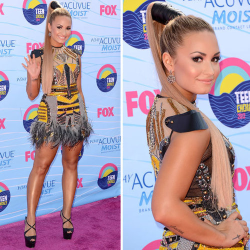 Pictures of Host Demi Lovato on the Red Carpet at the 2012 Teen Choice Awards: Rate or Hate Her Glam Look?