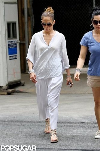 Jennifer Lopez donned a white jumpsuit for a stroll around NYC.
Jennifer Lopez donned a white jumpsuit for a stroll around NYC.