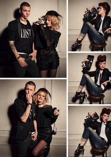 Layers of differently textured black pieces — from sheer to opaque, to a double wrap belt and a sharply tailored blazer — amp up the edge in Diesel's Polaroid candids.
Layers of differently textured black pieces — from sheer to opaque, to a double wrap belt and a sharply tailored blazer — amp up the edge in Diesel's Polaroid candids.
