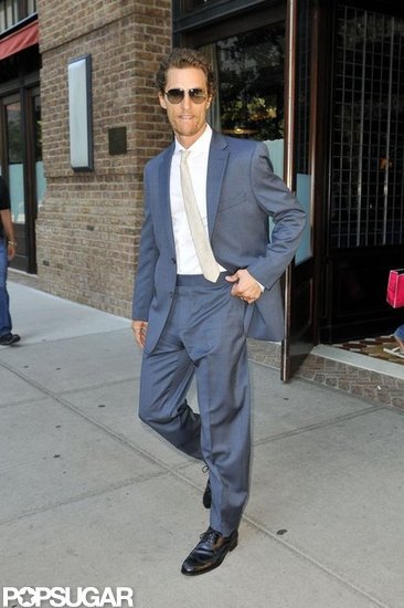 Matthew McConaughey smiled as he left his hotel in NYC.
Matthew McConaughey smiled as he left his hotel in NYC.