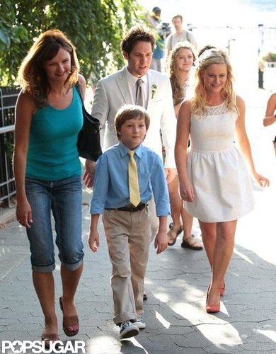 Amy Poehler and Paul Rudd made their way to set together.
Amy Poehler and Paul Rudd made their way to set together.