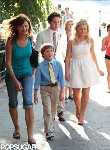 Amy Poehler Gets Close With Pal Paul and Son Archie on Set Amy Poehler Gets Close With Pal Paul and Son Archie on Set