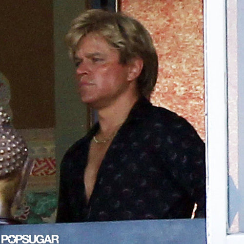 Matt Damon wore a blond wig on set.
Matt Damon wore a blond wig on set.