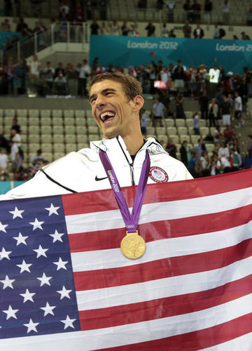Michael Phelps celebrated his Olympic record.
Michael Phelps celebrated his Olympic record.