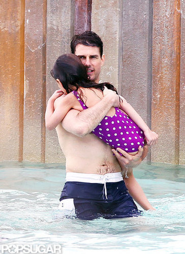 Shirtless Tom Cruise Splashes Around at a Water Park With Suri Shirtless Tom Cruise Splashes Around at a Water Park With Suri