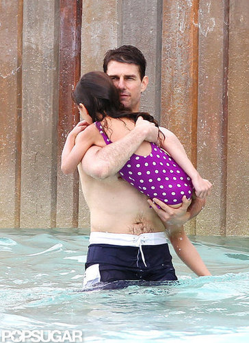 Shirtless Tom Cruise Splashes Around at a Water Park With Suri Shirtless Tom Cruise Splashes Around at a Water Park With Suri