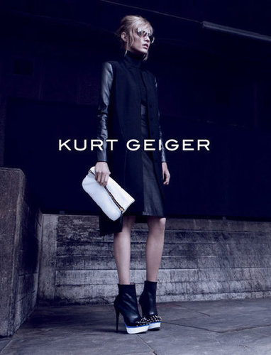 A tough mix of leather and crisp whites for Kurt Geiger's autumnal ads.
A tough mix of leather and crisp whites for Kurt Geiger's autumnal ads.