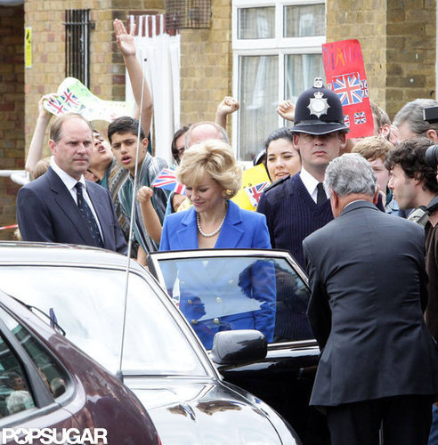 Naomi Watts got into a car while filming on set as Princess Diana.
Naomi Watts got into a car while filming on set as Princess Diana.