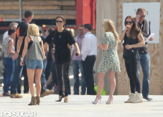 Victoria Beckham, Geri Halliwell, Emma Bunton, and Melanie Chisholm rehearsed for the Olympics.
Victoria Beckham, Geri Halliwell, Emma Bunton, and Melanie Chisholm rehearsed for the Olympics.