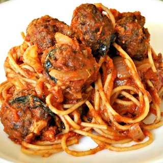 Spaghetti and Bison Meatballs