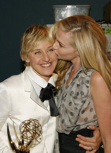Portia de Rossi kissed Ellen DeGeneres after her Emmy win in June 2007.
Portia de Rossi kissed Ellen DeGeneres after her Emmy win in June 2007.
