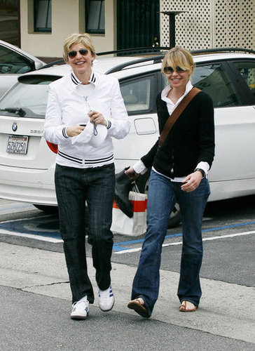 Ellen DeGeneres and Portia de Rossi ran errands in LA side by side in February 2008.
Ellen DeGeneres and Portia de Rossi ran errands in LA side by side in February 2008.