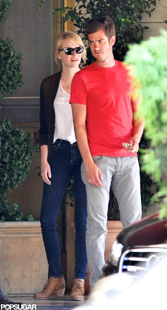 Emma Stone and Andrew Garfield had a lunch date at Sunset Tower in LA. Emma Stone and Andrew Garfield had a lunch date at Sunset Tower in LA.