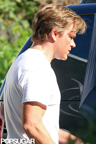 Matt Damon got into a car on set.
Matt Damon got into a car on set.