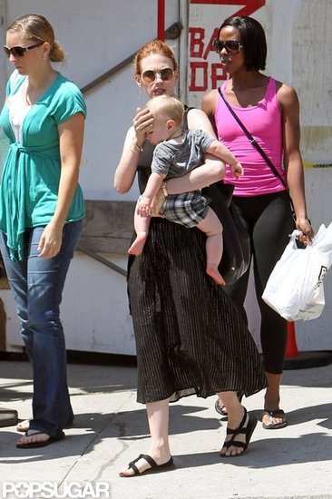 January Jones shielded Xander from the sun while in LA.
January Jones shielded Xander from the sun while in LA.