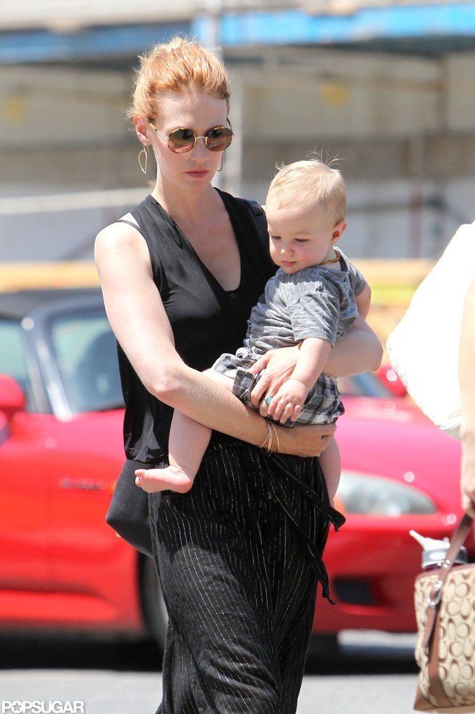 January Jones wore sunglasses and her hair pulled back in LA.
January Jones wore sunglasses and her hair pulled back in LA.
