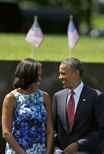 The Obamas smiled at each other during a Memorial Day event in Washington DC.
The Obamas smiled at each other during a Memorial Day event in Washington DC.