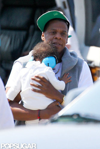 Jay-Z Returns to the Big Apple in a Chopper With Blue Jay-Z Returns to the Big Apple in a Chopper With Blue