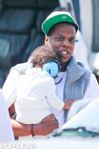 Jay-Z Returns to the Big Apple in a Chopper With Blue Jay-Z Returns to the Big Apple in a Chopper With Blue