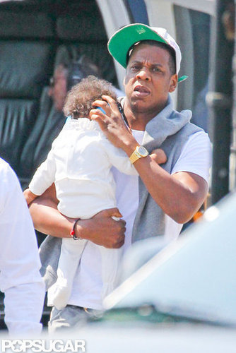 Jay-Z Returns to the Big Apple in a Chopper With Blue Jay-Z Returns to the Big Apple in a Chopper With Blue
