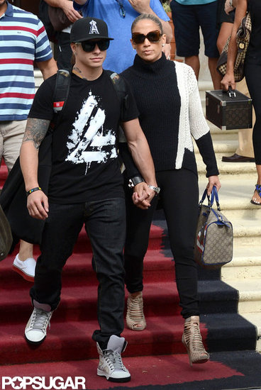 Jennifer Lopez and Casper Smart held hands while leaving their Miami Beach hotel.
Jennifer Lopez and Casper Smart held hands while leaving their Miami Beach hotel.