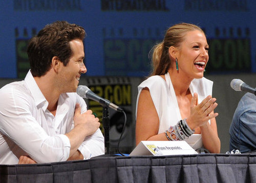 Blake Lively and Ryan Reynolds got animated while chatting up Green Lantern at Comic-Con in July 2010.
Blake Lively and Ryan Reynolds got animated while chatting up Green Lantern at Comic-Con in July 2010.