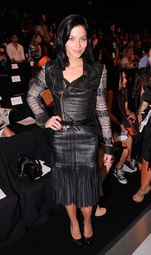 Leigh Lezark donned one of Hervé Léger by Max Azria's leather body-con dresses for the designer's Spring 2013 show.
Leigh Lezark donned one of Hervé Léger by Max Azria's leather body-con dresses for the designer's Spring 2013 show.